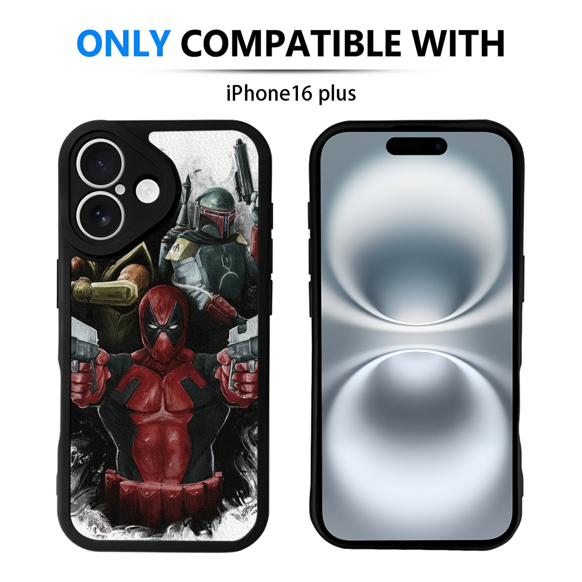 （画像用） Deadpool デッドプール 【iPhone 16シリーズ対応】シリコンスマホケース（レザー調） 材質：シリコン